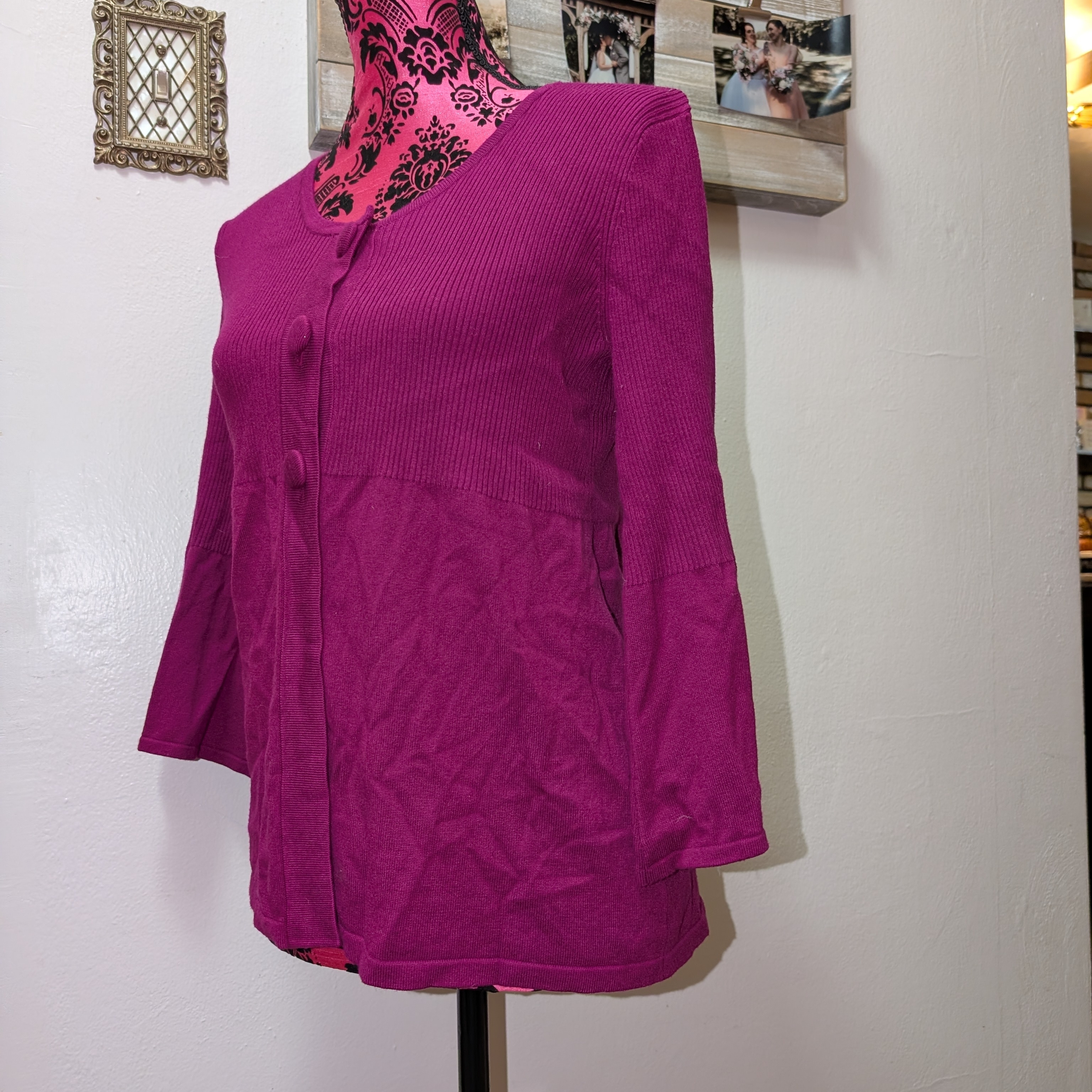 Magenta ButtonUp Babydoll Cardigan